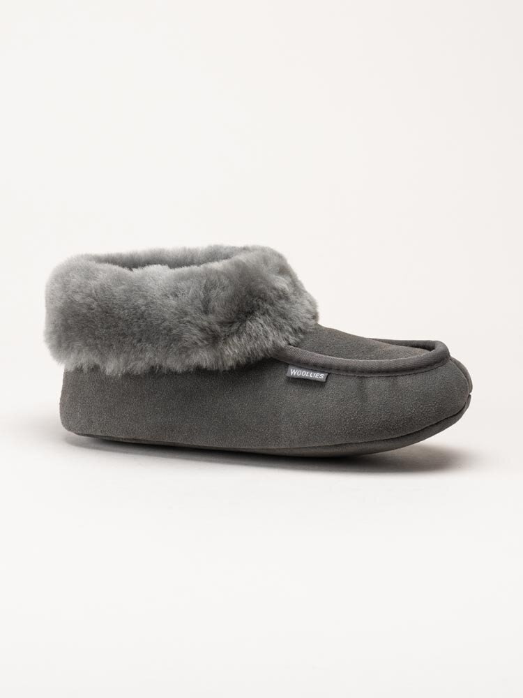 Wollies - Classico Suede - Mörkgrå slip on fårskinnstofflor