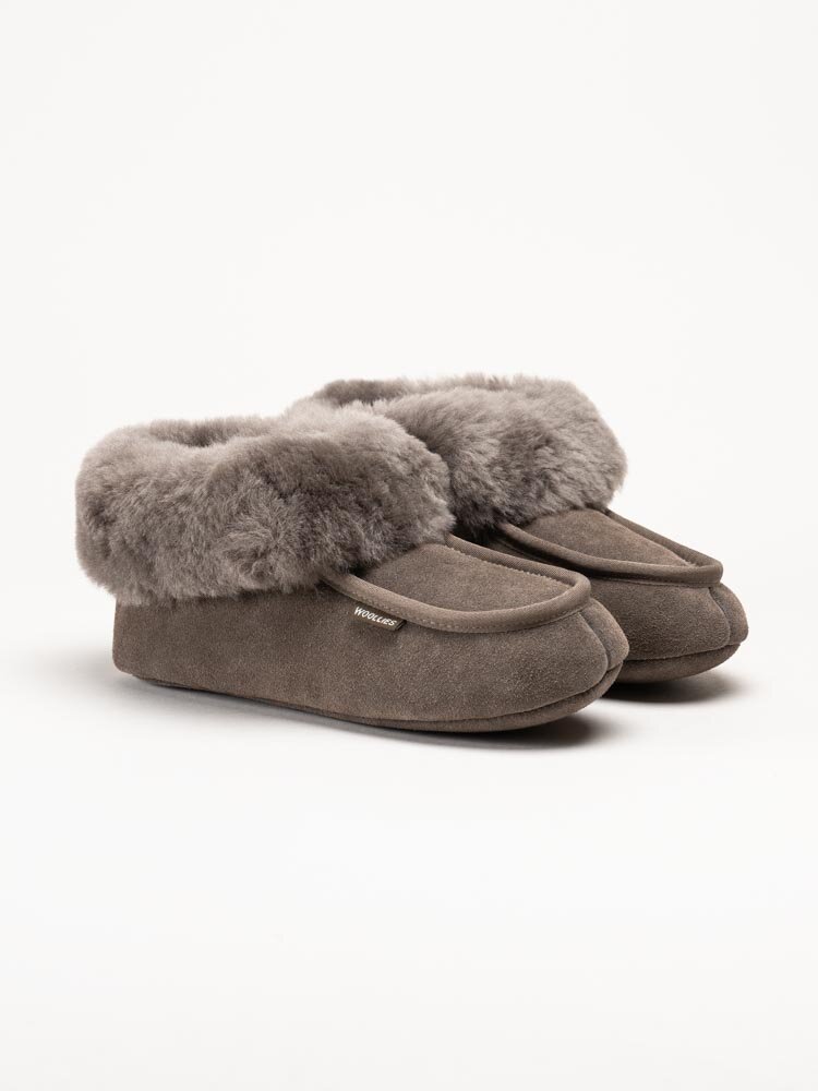 Wollies - Classico Suede - Bruna slip on fårskinnstofflor