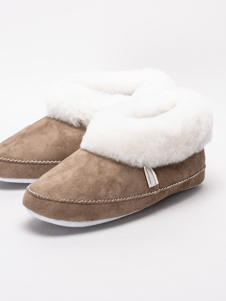 Shepherd - Emmy - Beige slip on fårskinnstofflor