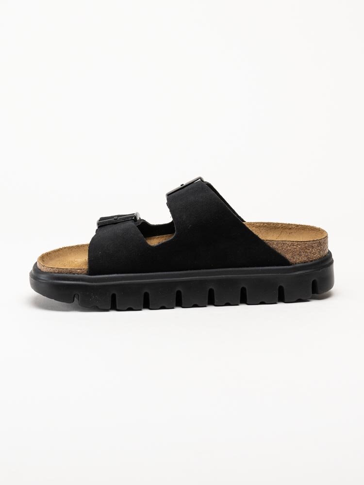 Birkenstock - Arizona Platform Suede - Svarta slip in platåsandaler