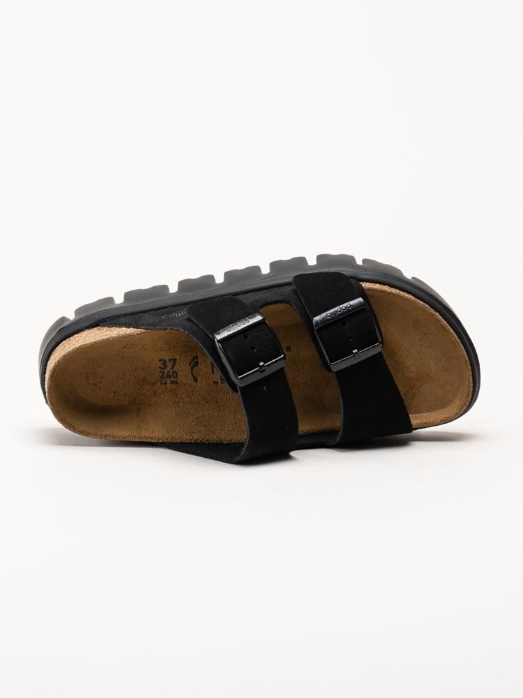 Birkenstock - Arizona Platform Suede - Svarta slip in platåsandaler