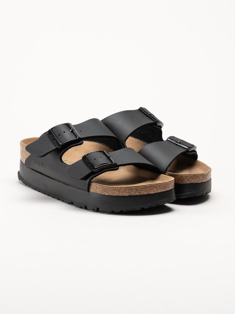 Birkenstock - Arizona PAP Flex Platform - Svarta slip in platåsandaler