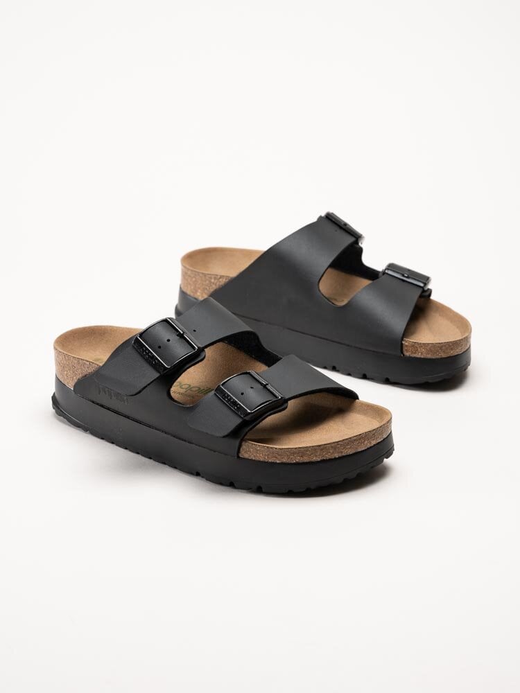 Birkenstock - Arizona PAP Flex Platform - Svarta slip in platåsandaler