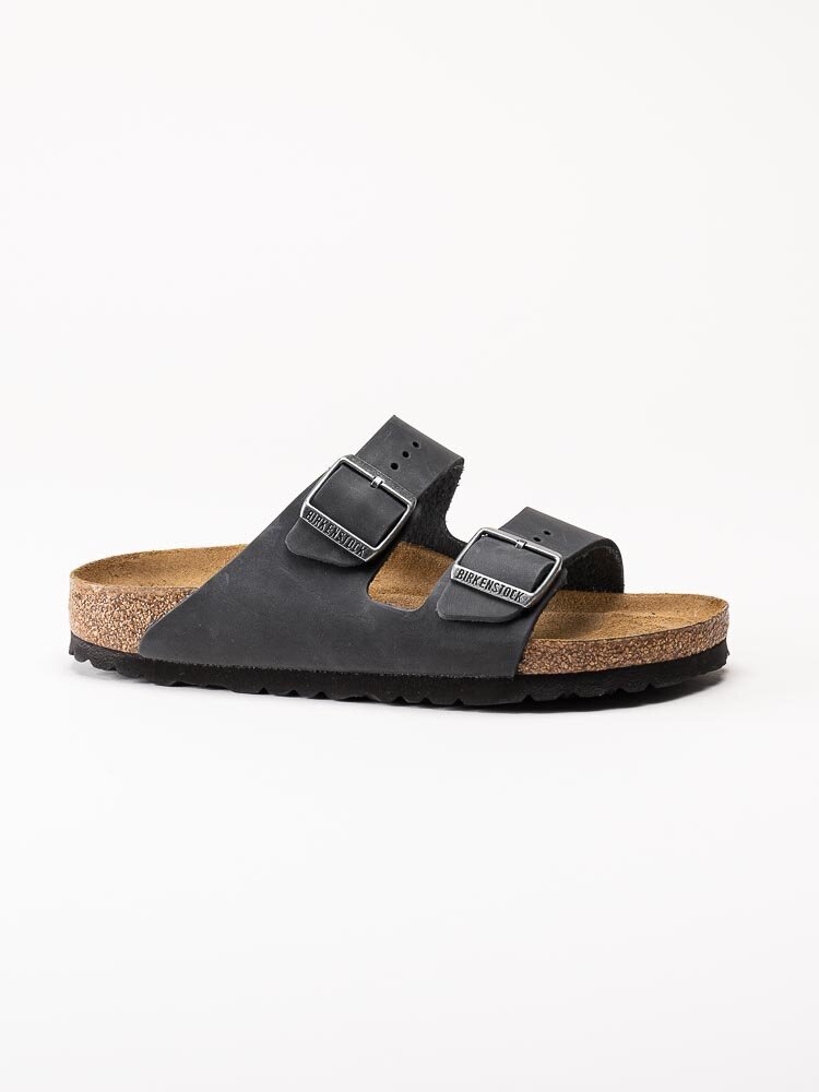 Birkenstock - Arizona SFB oiled - Svarta slip in sandaler i oljat skinn