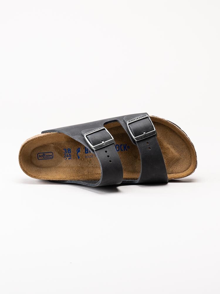 Birkenstock - Arizona SFB oiled - Svarta slip in sandaler i oljat skinn