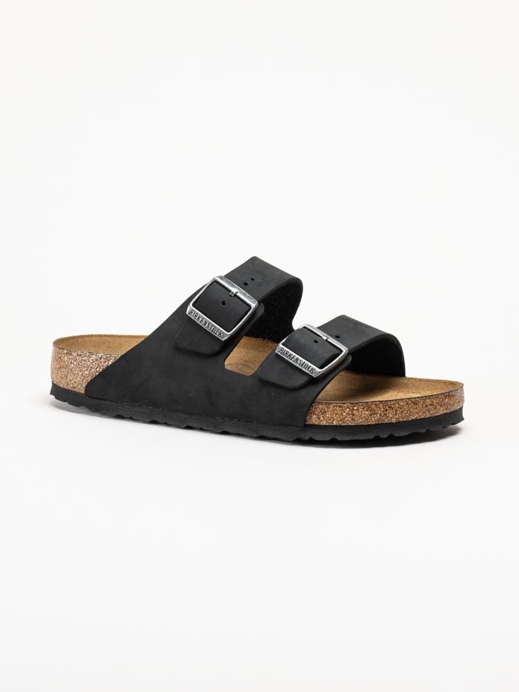 Birkenstock - Arizona SFB oiled - Svarta slip in sandaler i oljat skinn