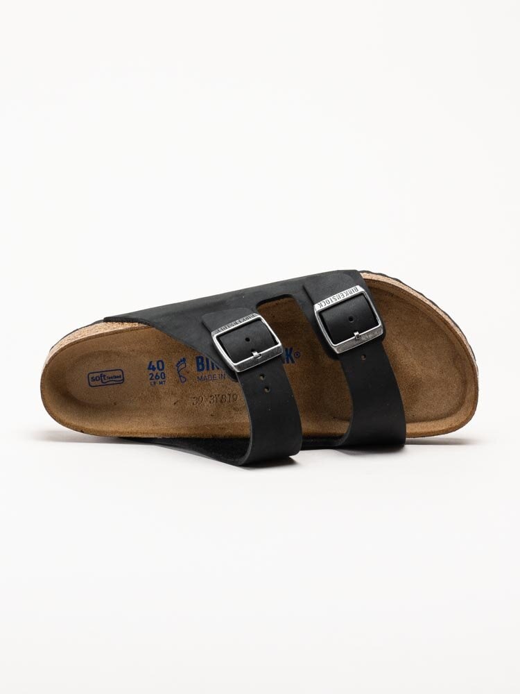 Birkenstock - Arizona SFB oiled - Svarta slip in sandaler i oljat skinn