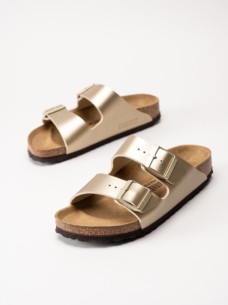 Birkenstock - Arizona Birko-Flor narrow - Guldmetallic slip in sandaler med smal läst