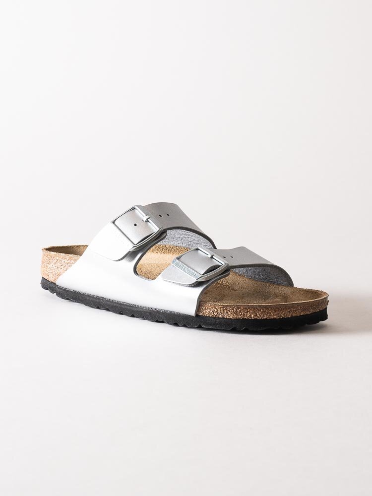 Birkenstock - Arizona Birko-Flor narrow - Silvermetallic slip in sandaler med smal läst