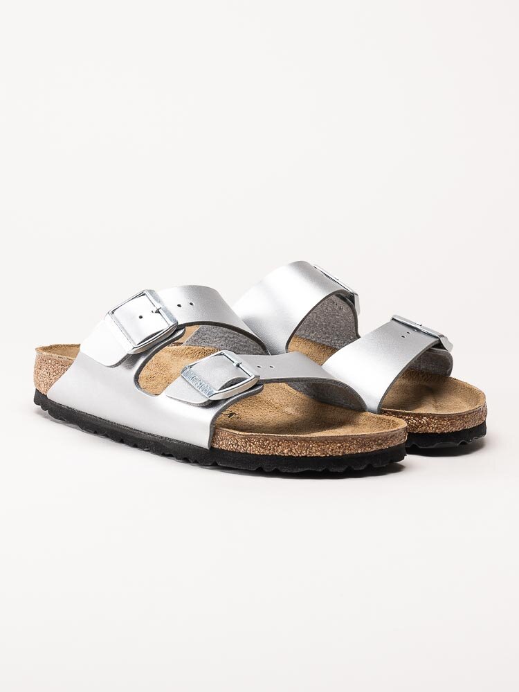 Birkenstock - Arizona Birko-Flor narrow - Silvermetallic slip in sandaler med smal läst