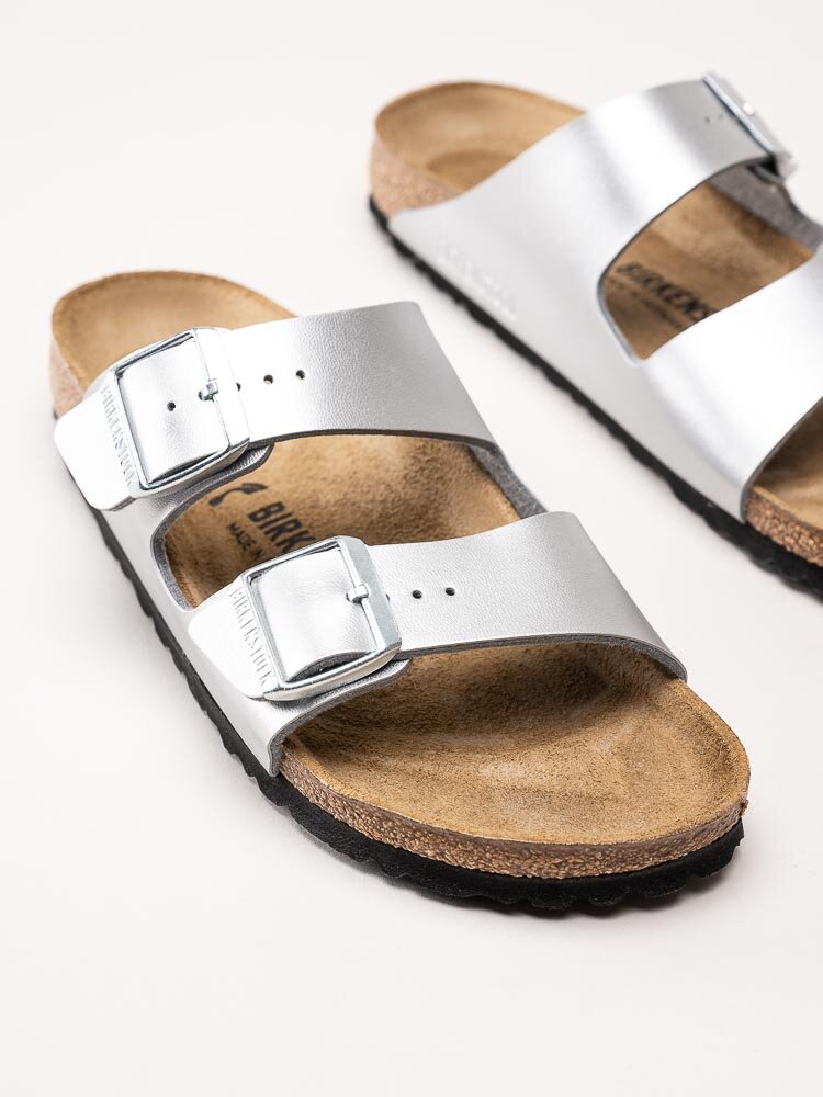 Birkenstock - Arizona Birko-Flor narrow - Silvermetallic slip in sandaler med smal läst