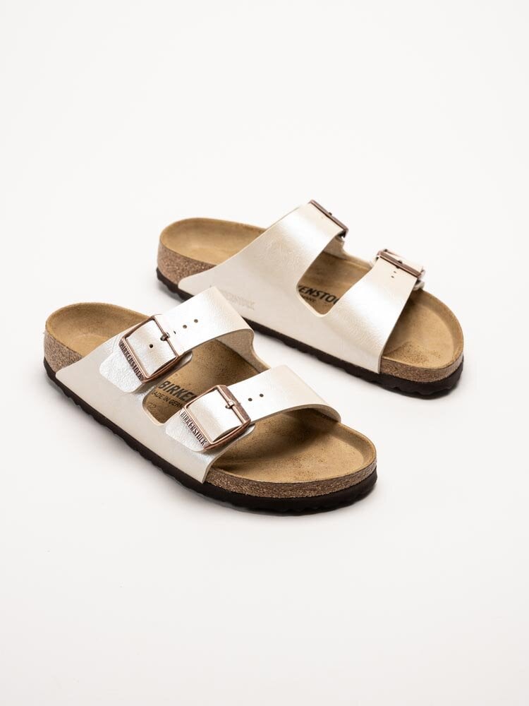 Birkenstock - Arizona Birko-Flor narrow - Platinafärgade slip in sandaler