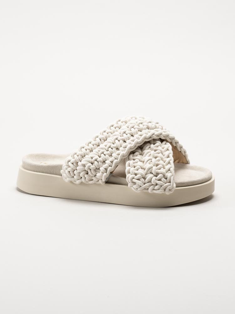 Inuikii - Woven - Vita slip in sandaler i grovt virkad textil