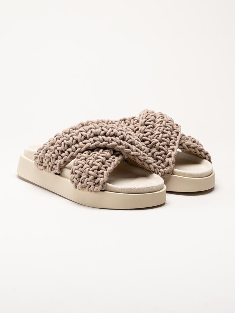 Inuikii - Woven - Beige grovt virkade sandaler