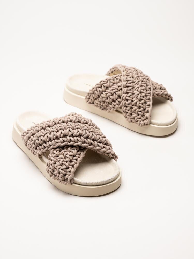 Inuikii - Woven - Beige grovt virkade sandaler