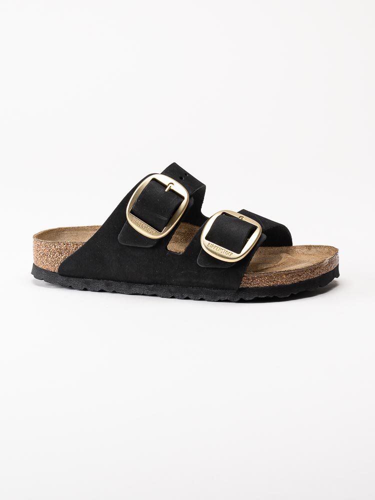 Birkenstock - Arizona Big Buckle nubuck - Svarta slip in sandaler i nubuck