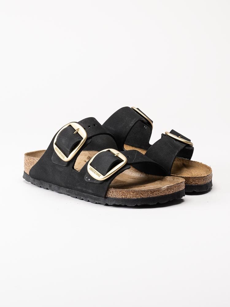 Birkenstock - Arizona Big Buckle nubuck - Svarta slip in sandaler i nubuck