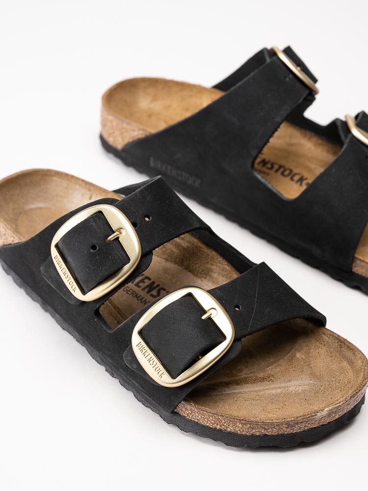 Birkenstock - Arizona Big Buckle nubuck - Svarta slip in sandaler i nubuck