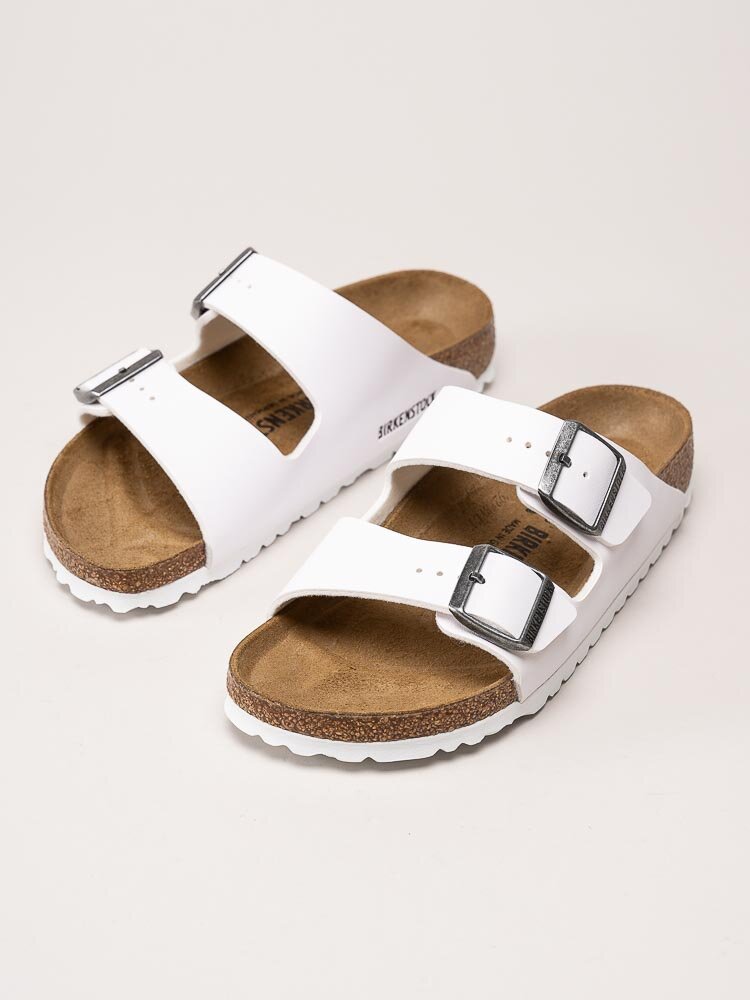 Birkenstock - Arizona Birko-Flor - Vita slip in sandaler med smal läst