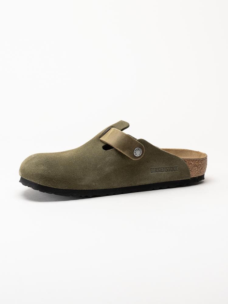 Birkenstock - Boston Regular - Gröna slip-in sandaler i mocka