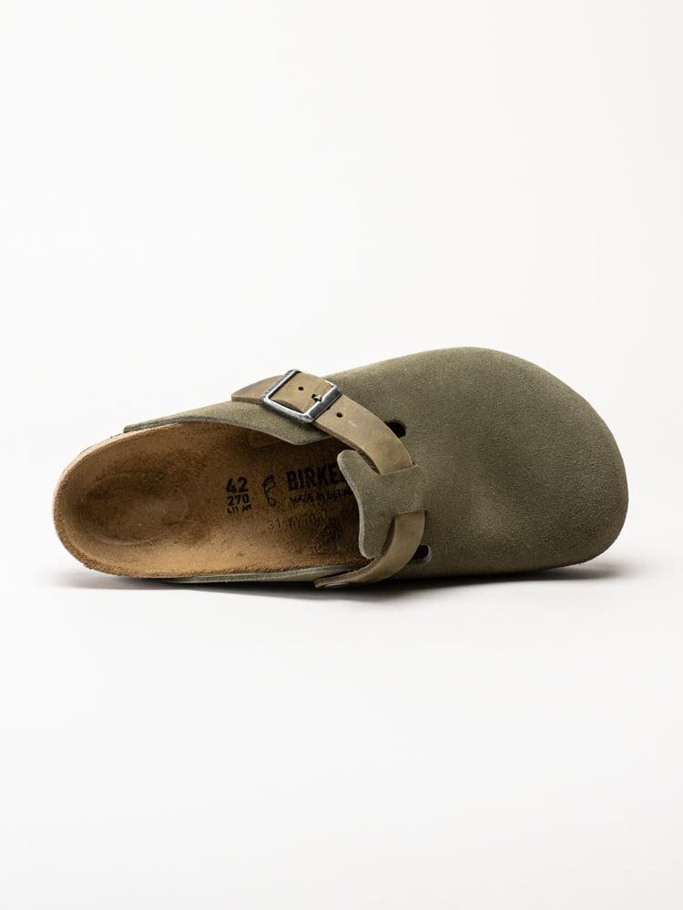 Birkenstock - Boston Regular - Gröna slip-in sandaler i mocka