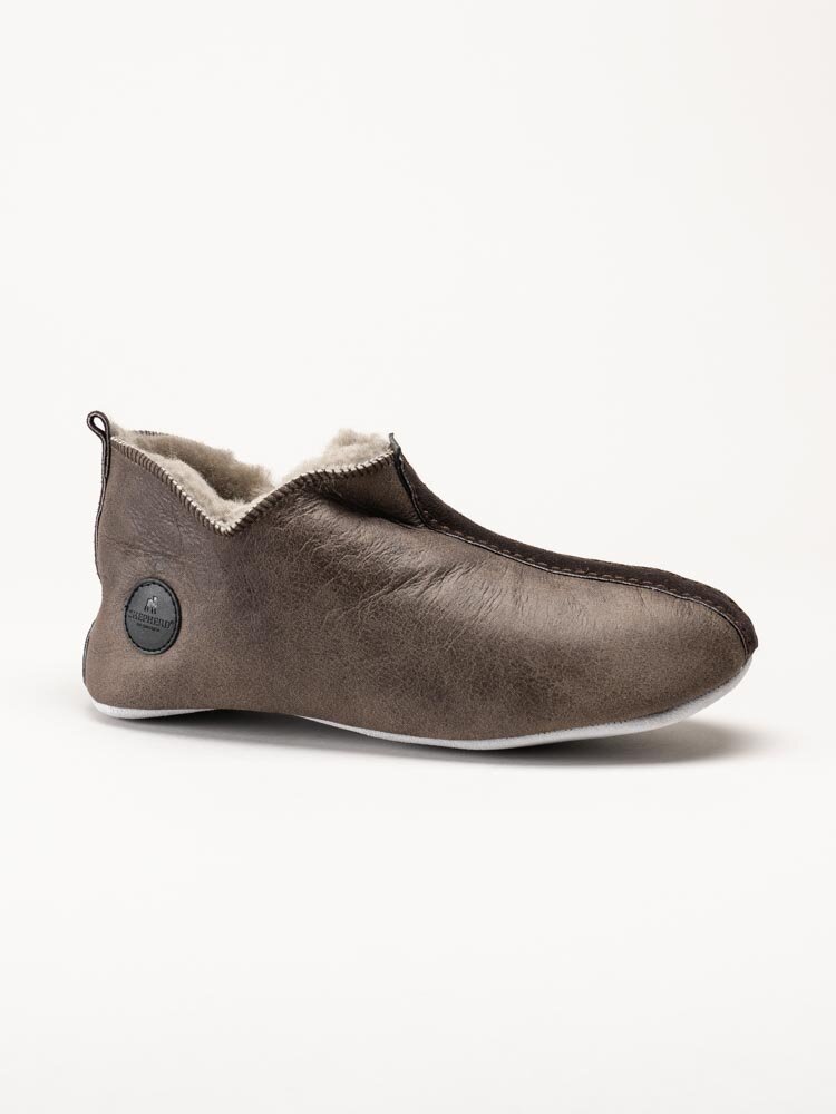 Shepherd - Henrik - Mörkbruna slip on fårskinnstofflor