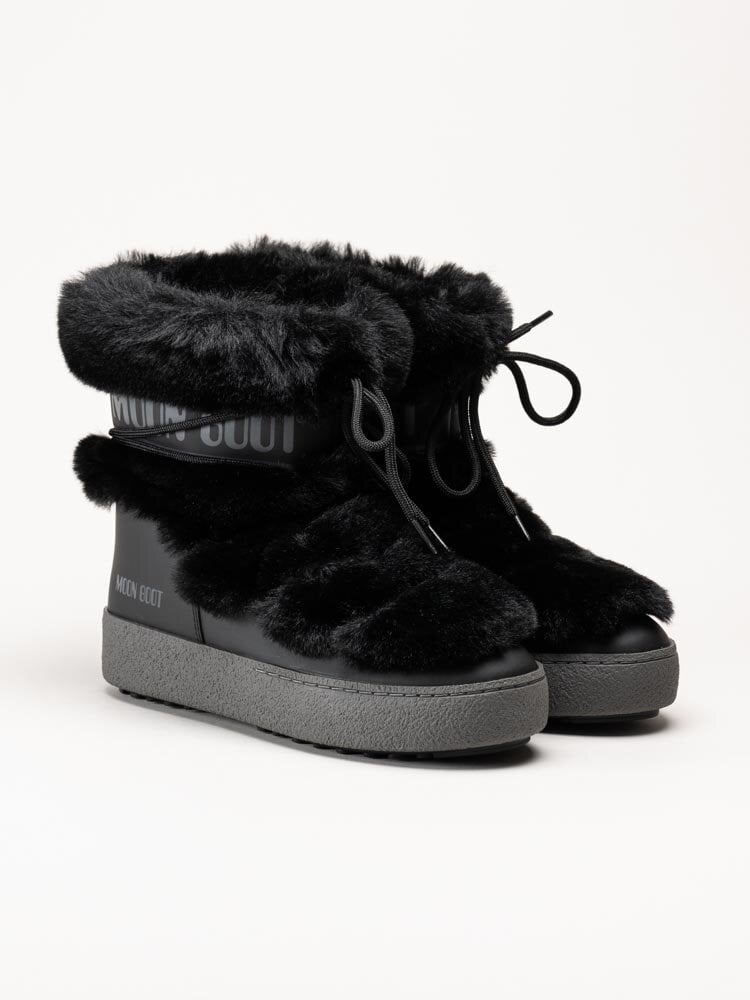 Moon Boot - Ltrack Faux Fur Wp - Svarta vattentäta boots