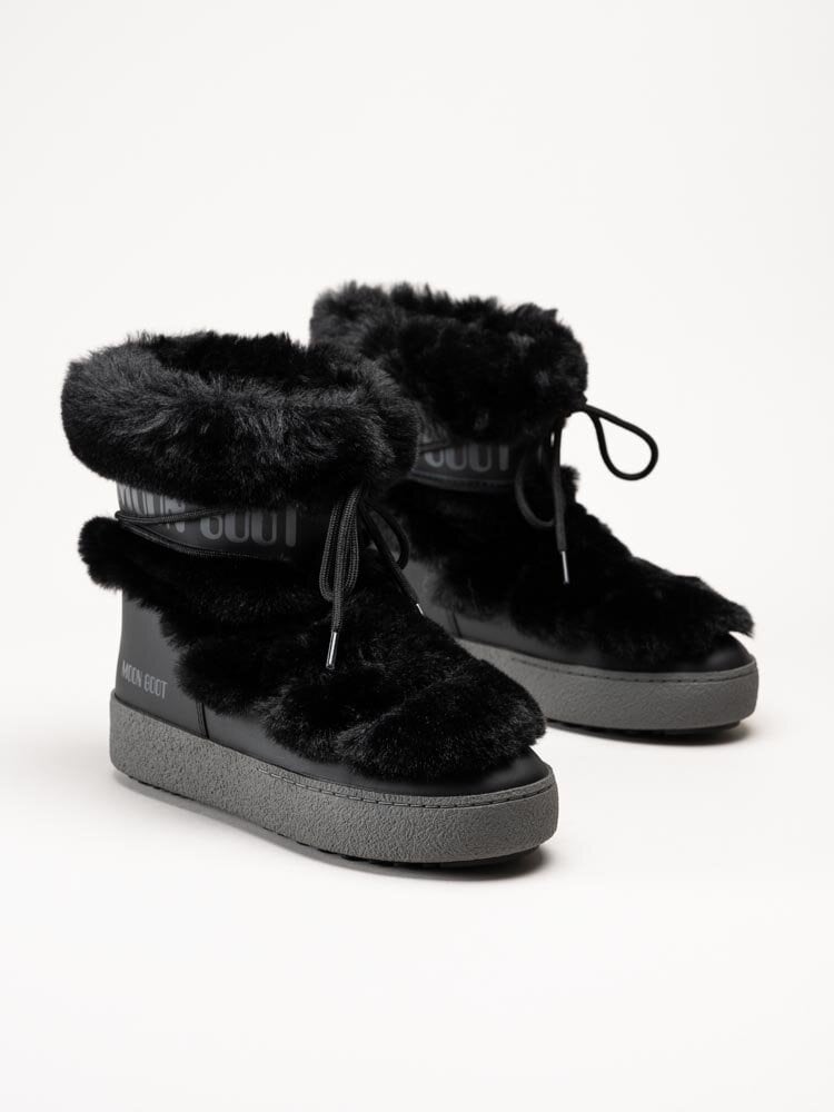 Moon Boot - Ltrack Faux Fur Wp - Svarta vattentäta boots