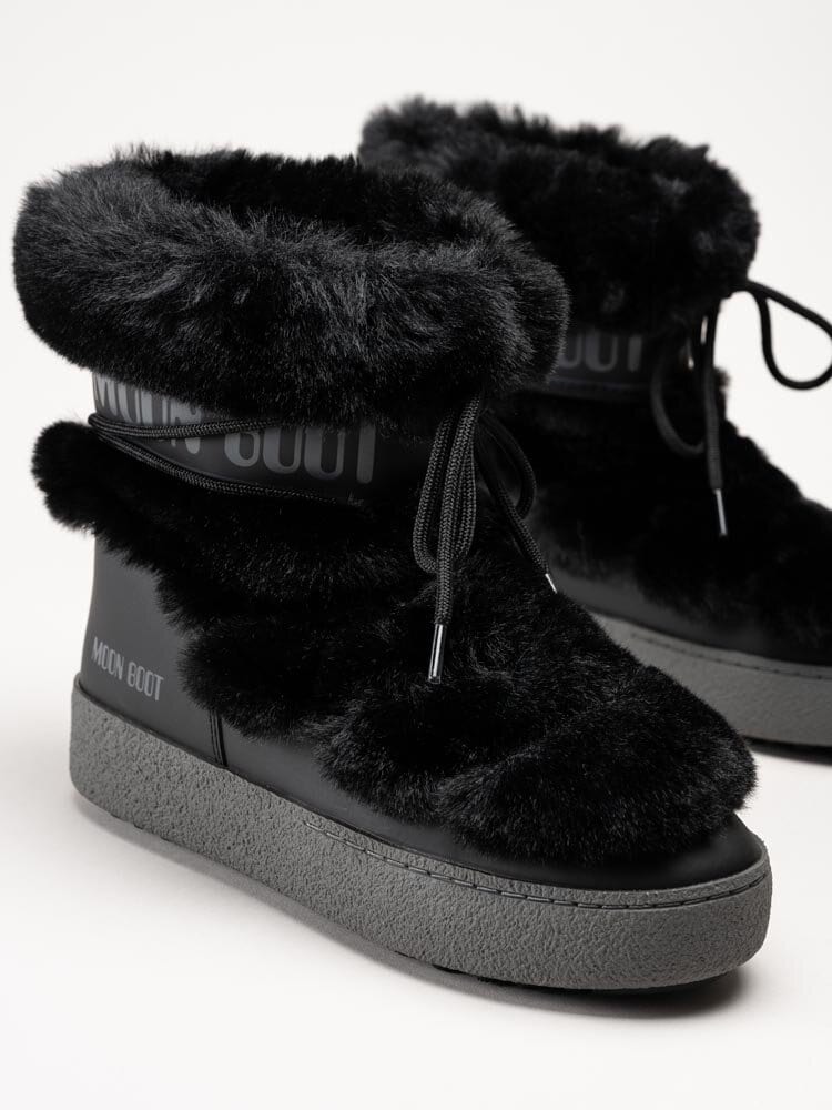 Moon Boot - Ltrack Faux Fur Wp - Svarta vattentäta boots