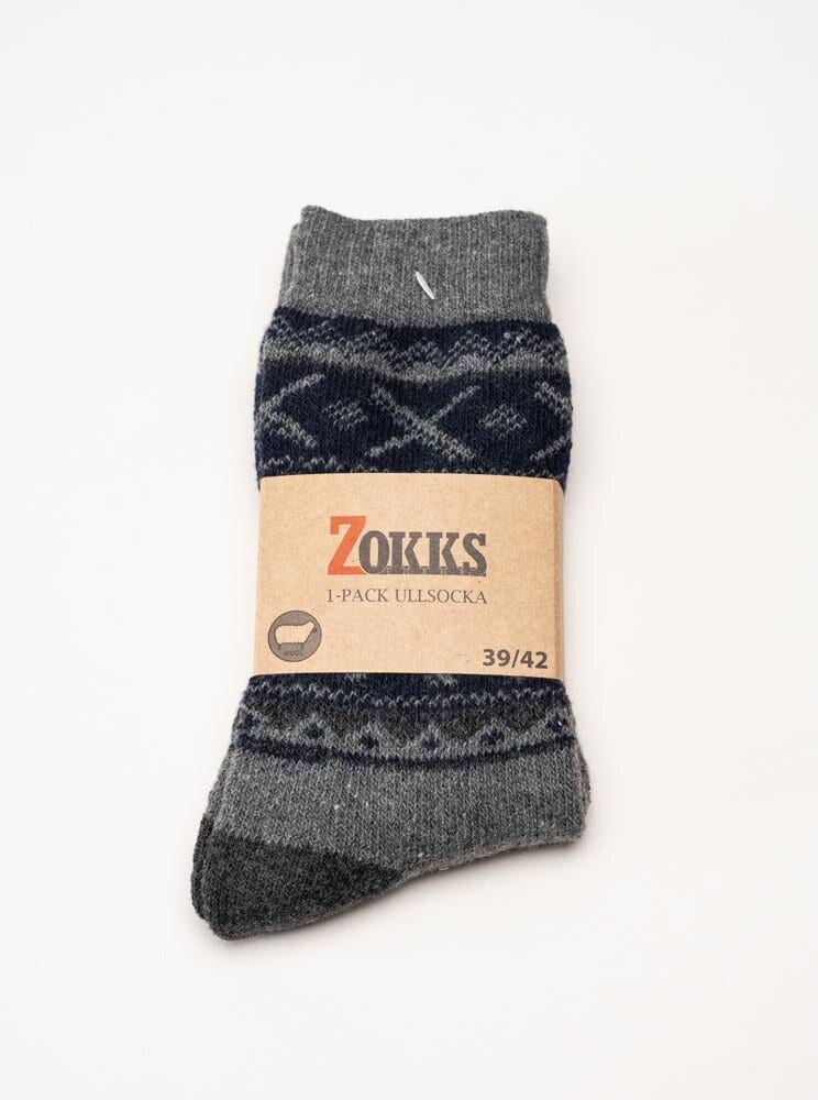 Zokks - Wool 1-pack - Grå svarta ullstrumpor