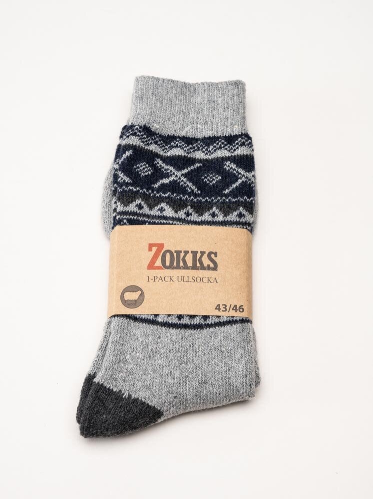 Zokks - Wool 1-pack - Grå svarta ullstrumpor