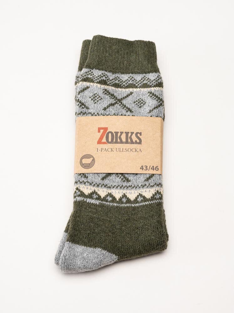 Zokks - Wool 1-pack - Grön/Grå ullstrumpor