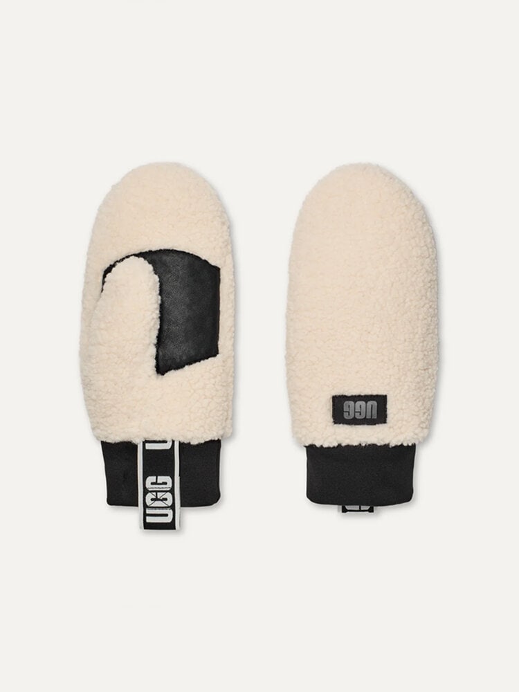 UGG - W UGGfluff Mitten With Logo - Off white fluffiga tumvantar