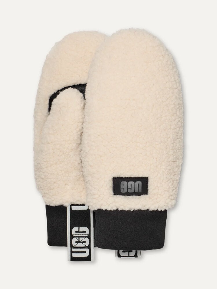 UGG - W UGGfluff Mitten With Logo - Off white fluffiga tumvantar