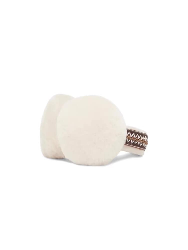 UGG - W Tasman Sheepskin Earnmuff - Vita öronmuffar i fårskinn