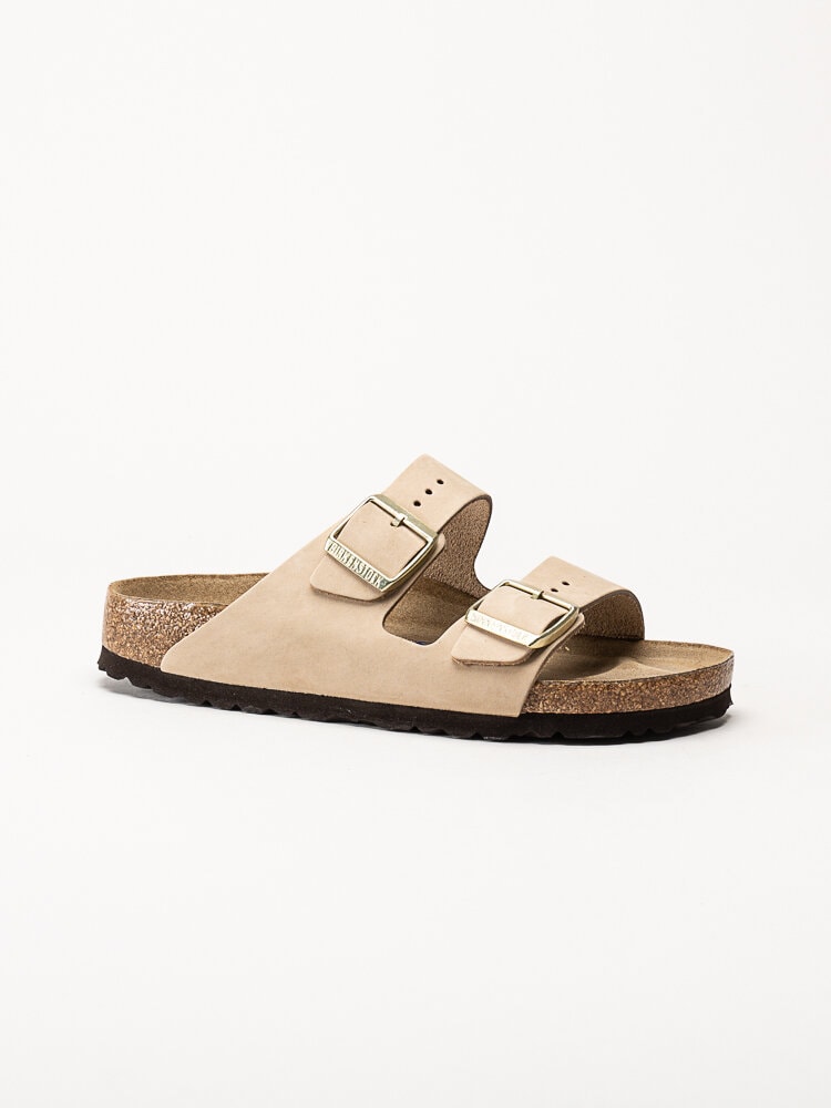 Birkenstock - Arizona Narrow SFB - Beige slip in sandaler i nubuck