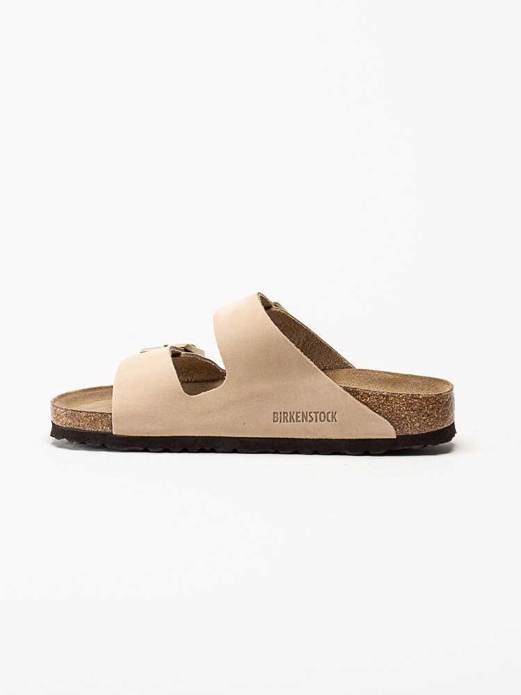 Birkenstock - Arizona Narrow SFB - Beige slip in sandaler i nubuck