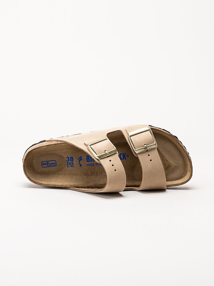 Birkenstock - Arizona Narrow SFB - Beige slip in sandaler i nubuck